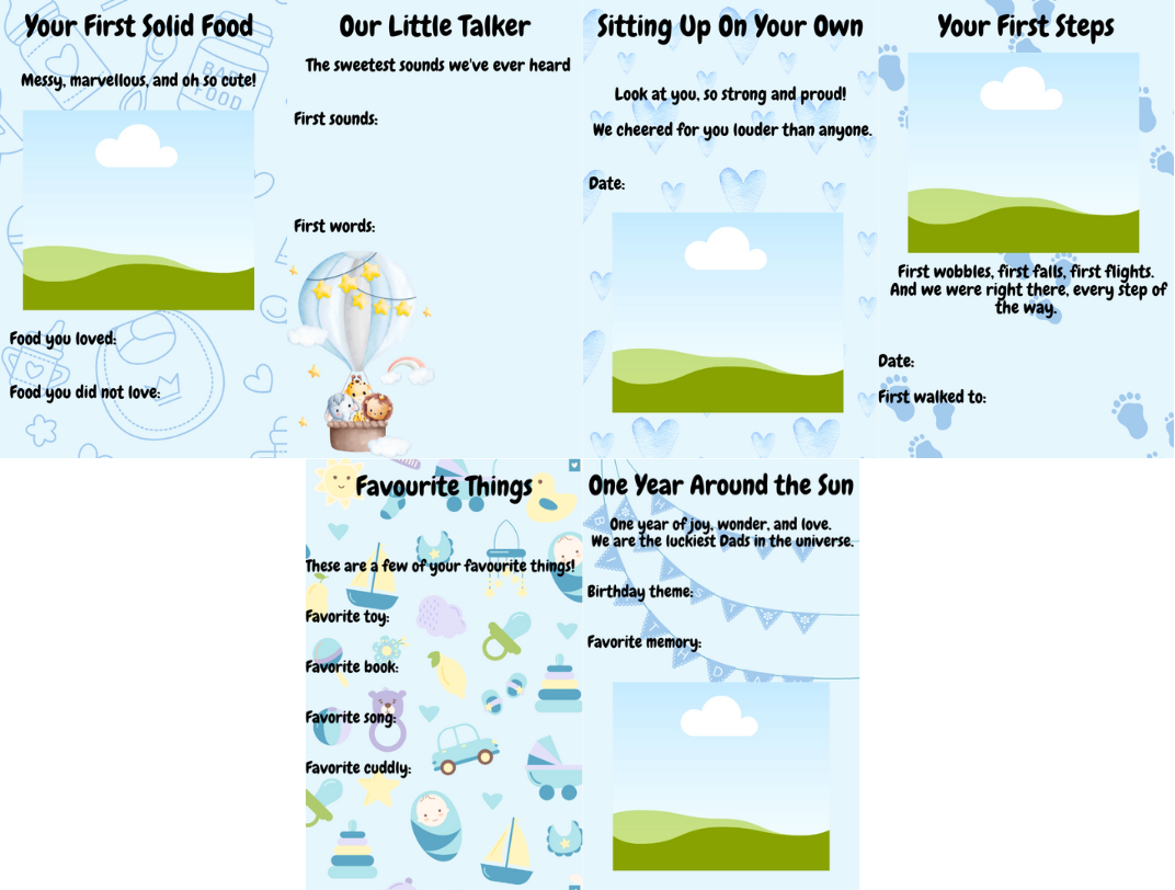 Baby Milestone Journal for Two Dads | First Year Memory Book - Digital Download